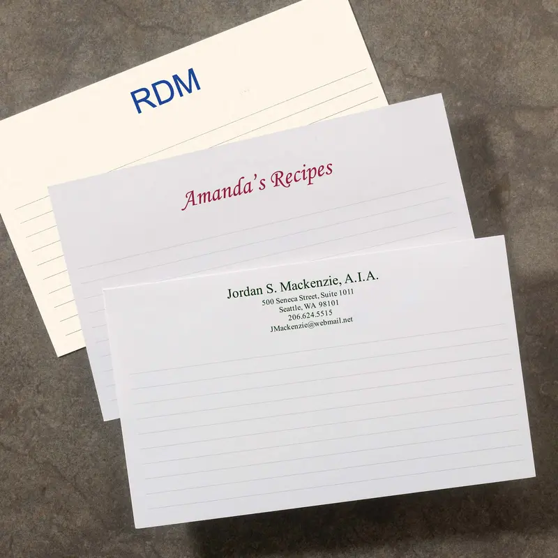 100 Personalized 3 x 5 Cards, Horizontal Ruled