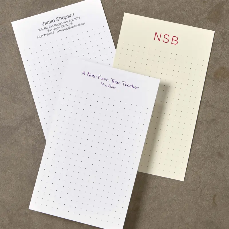 250 Personalized 3 x 5 Cards, Vertical Dot Grid