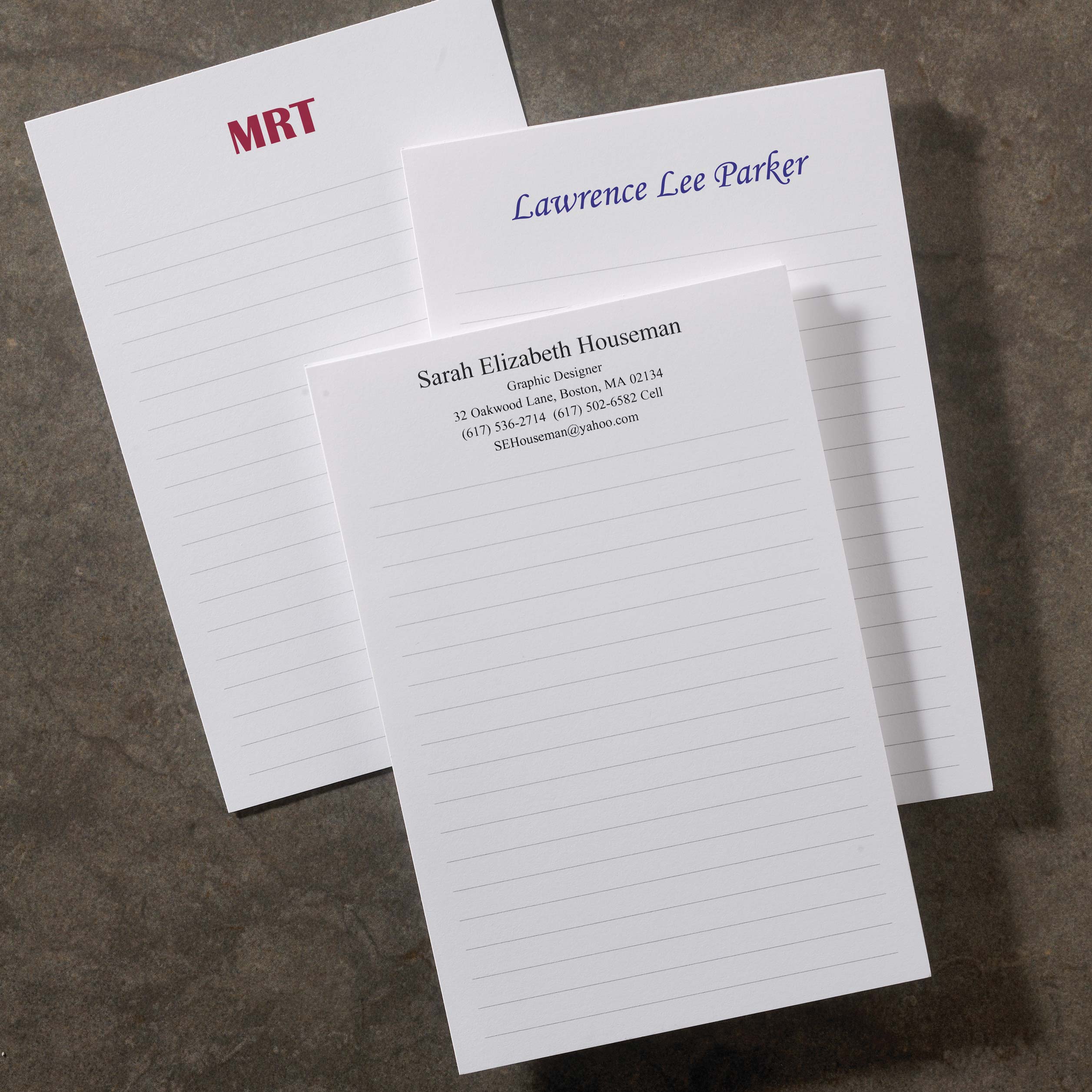 250 Personalized 4 x 6 Cards, Vertical Ruled