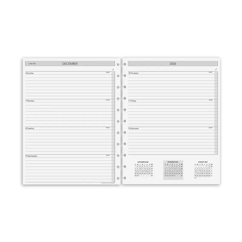 2026 Circa Sunday Start Weekly Agenda Refill, Horizontal