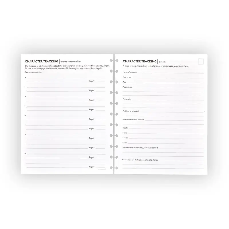 Circa Writing a Novel Character Tracking Discbound Refill (25 sheets)