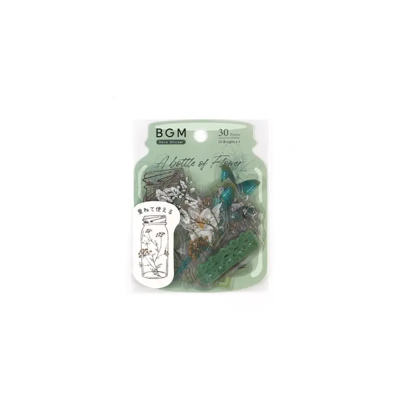 BGM Flake Sticker - Blooming Bottle - Dark Green
