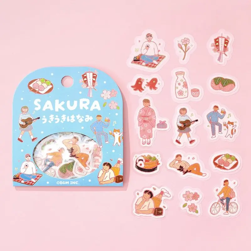 BGM Flake Sticker - Foil Stamping - Cherry Blossom - Happy Cherry Blossom Viewing - Limited Edition