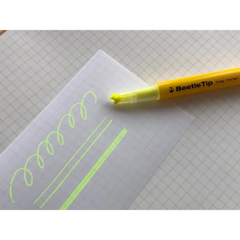 Kokuyo Beetle Tip 3way Highlighter Pen - Yellow
