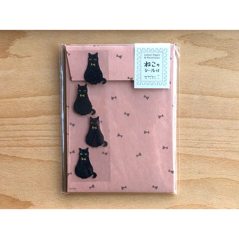 Mini Letter Set with Black Cat Stickers
