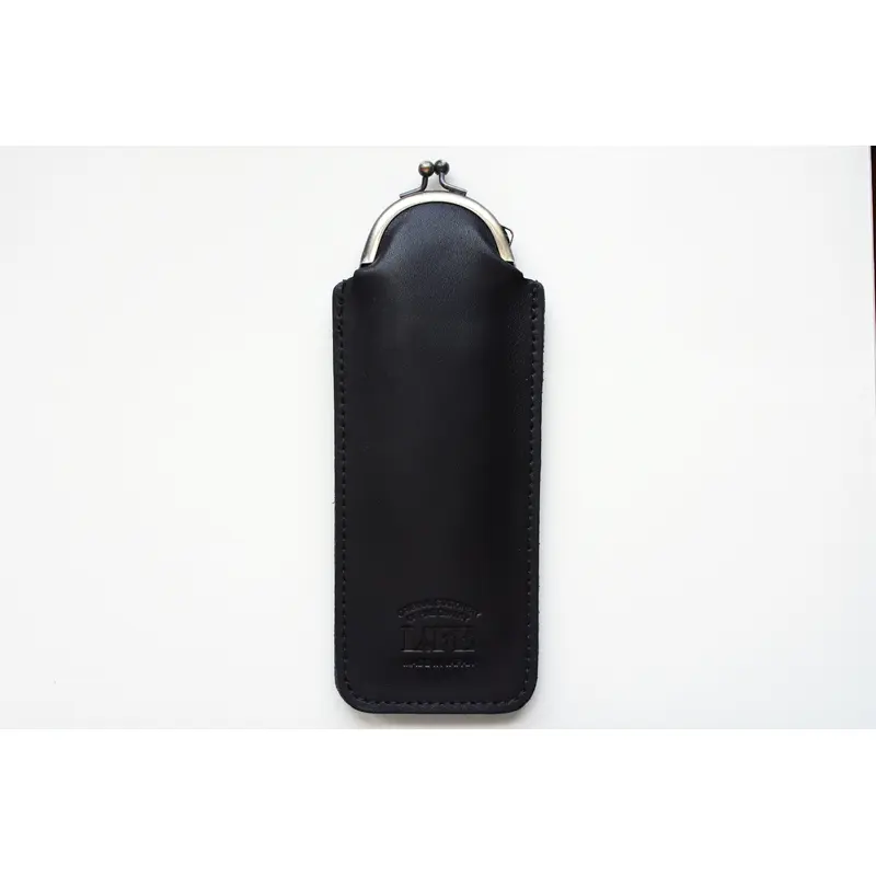 Life Leather Vertical Pen Pouch with Clasp - Black