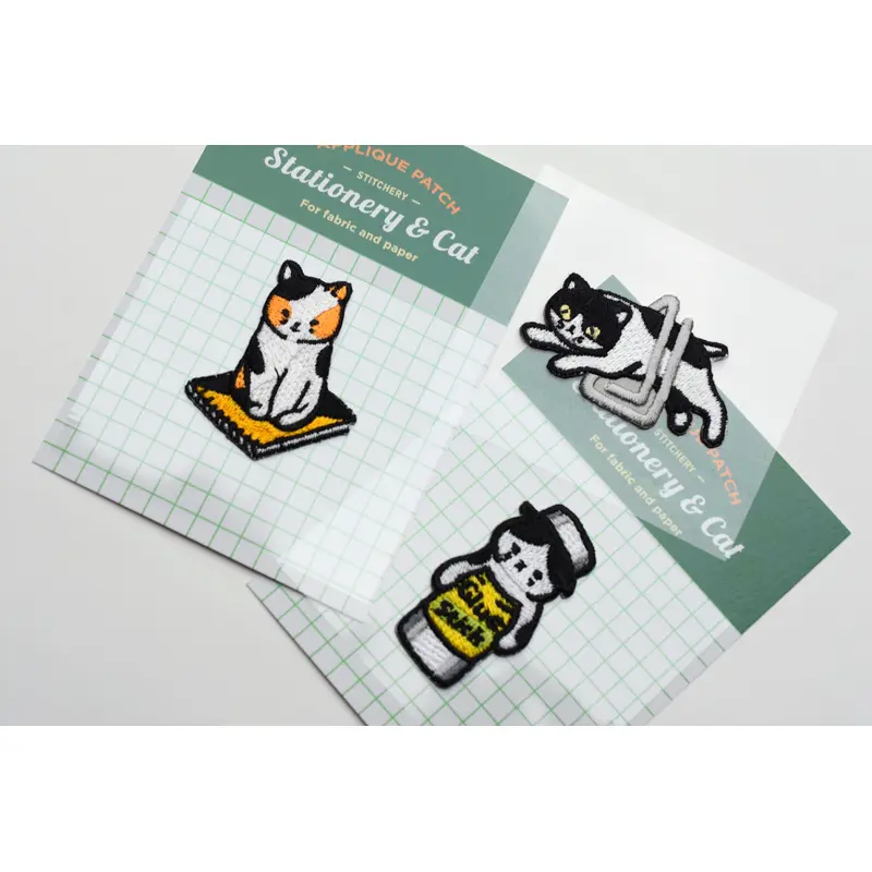 Plain Stationery Applique Patch Stationery and Cat
