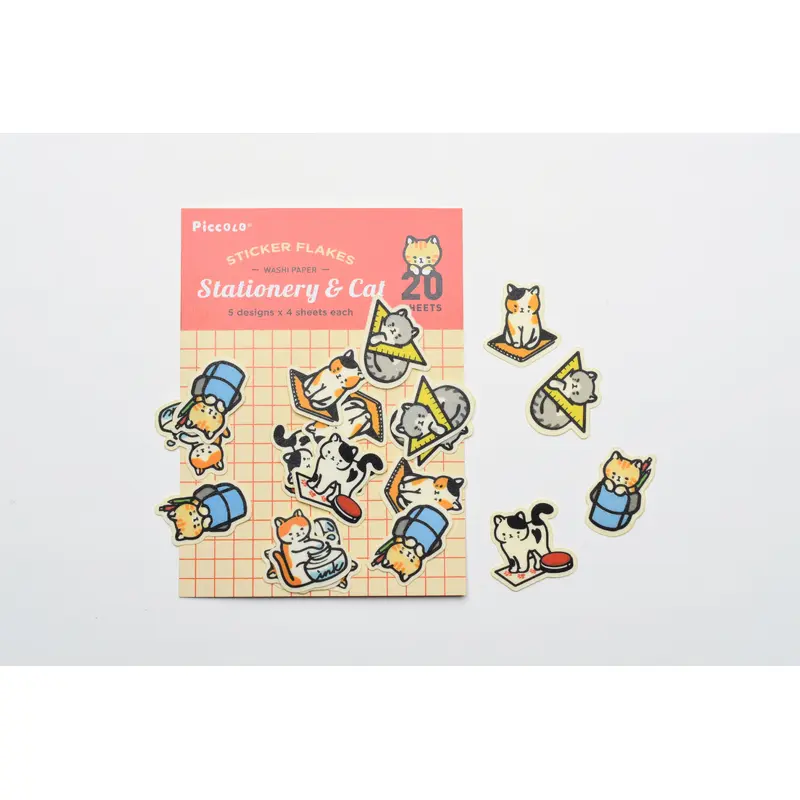 Plain Stationery Washi Flake Sticker Stationery and Cat