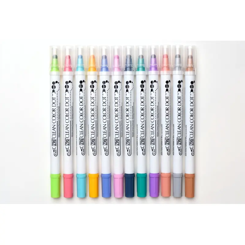 Kuretake ZIG Clean Color Dot Marker - 12 Colors Set