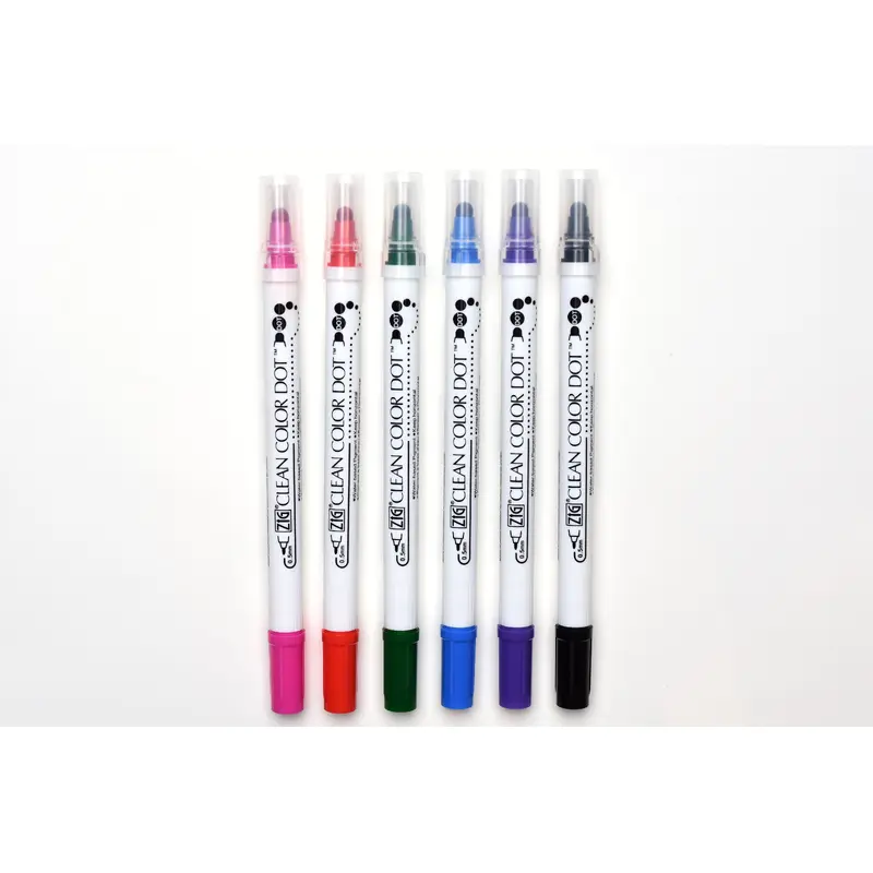 Kuretake ZIG Clean Color Dot Marker - 6 Basic Colors Set