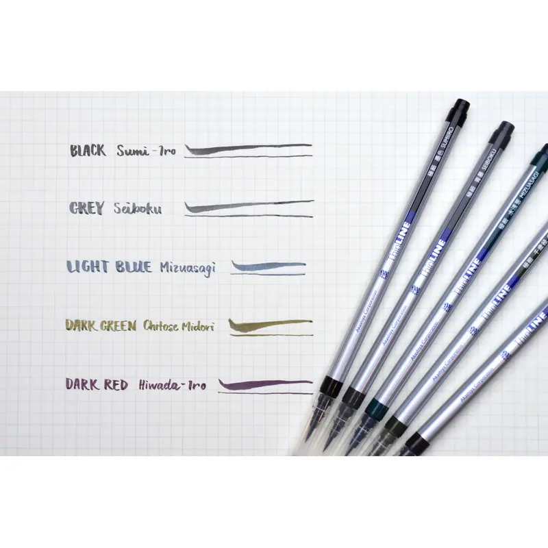 Akashiya Sai ThinLine Brush Pen - Set of 5