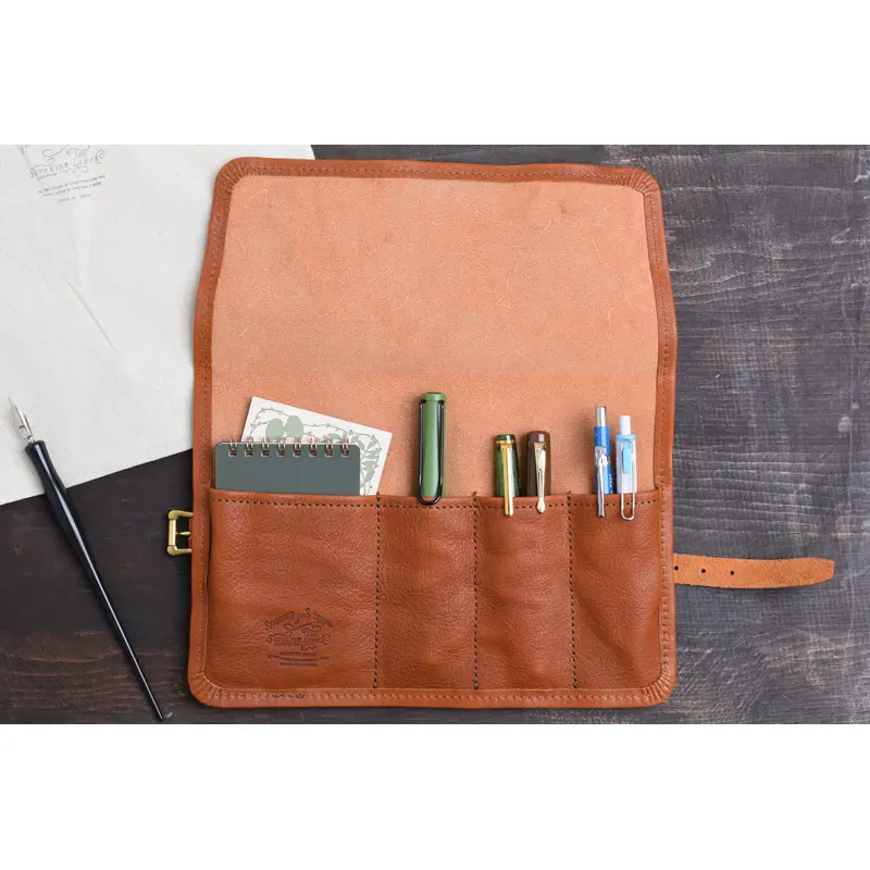 The Superior Labor Leather Roll Pen Case - Light Brown