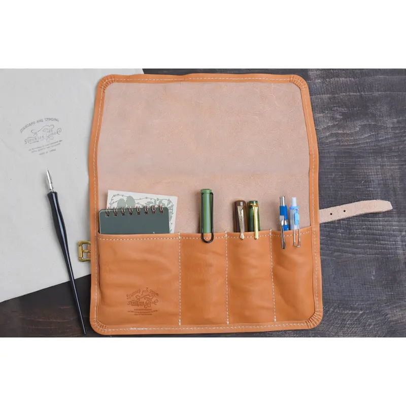 The Superior Labor Leather Roll Pen Case - Natural