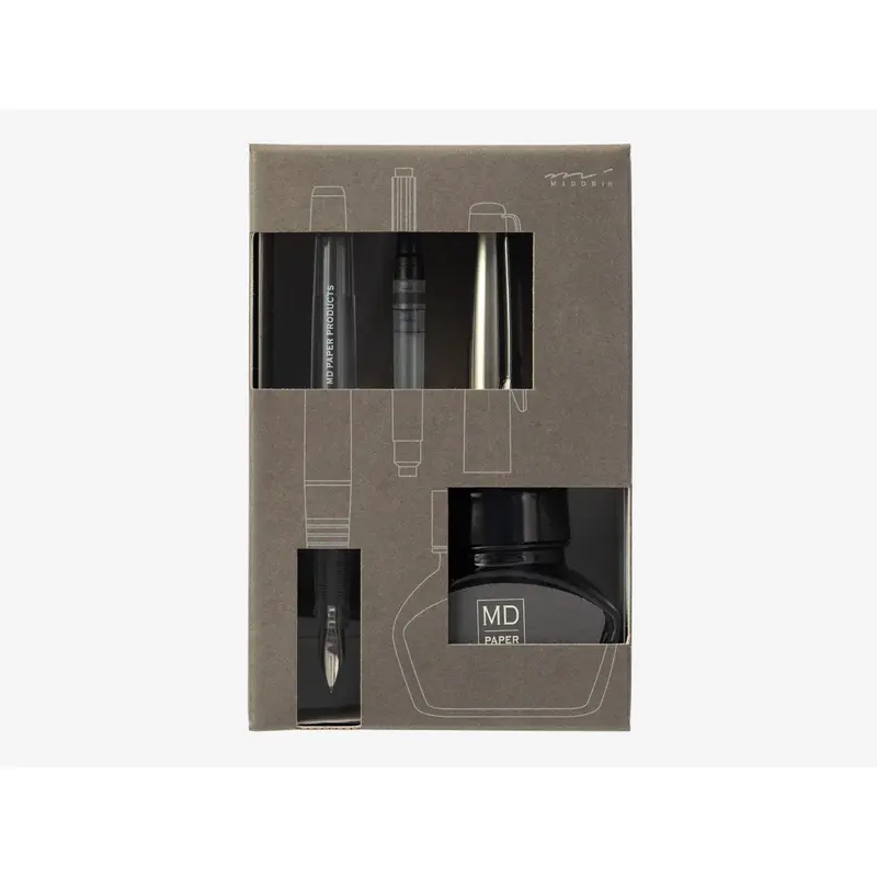MD Fountain Pen Set with Bottled Ink - Limited Edition - Gray Ink