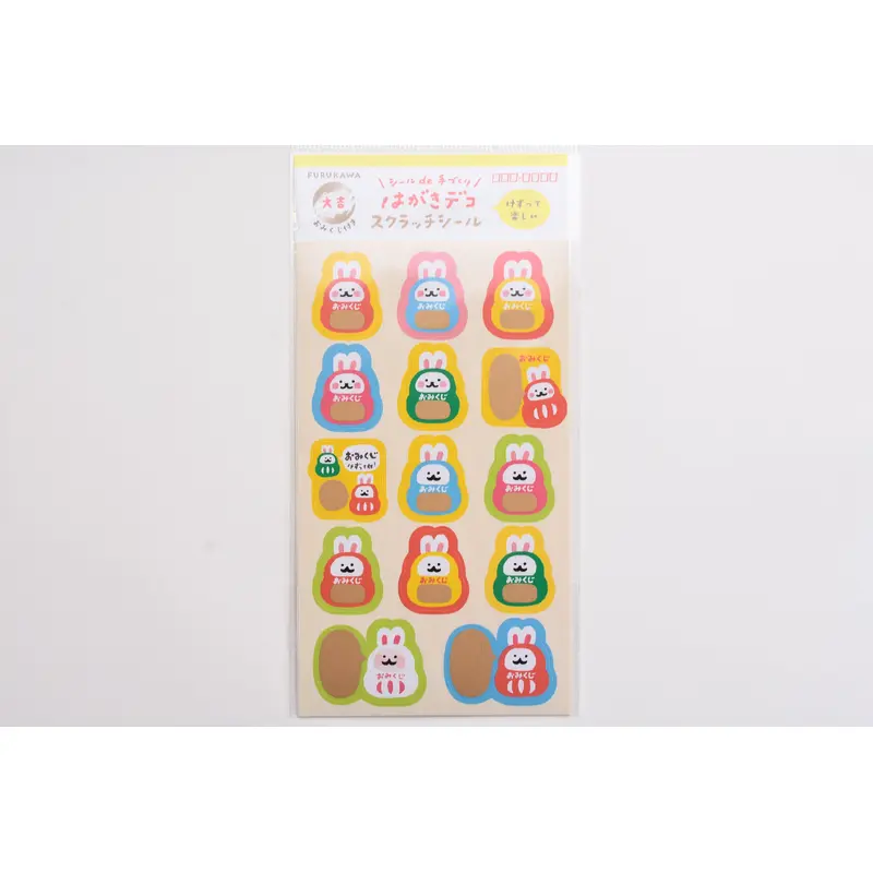 Furukawa Good Luck Scratch Sticker - Daruma Rabbit