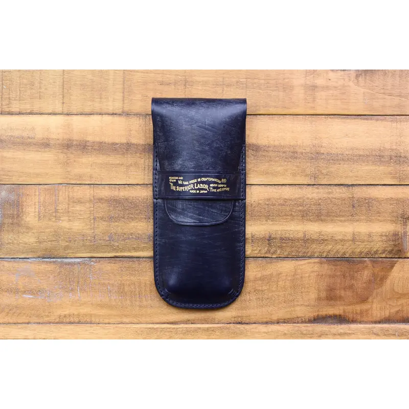 The Superior Labor Bridle Leather Flap Pen Case - Navy