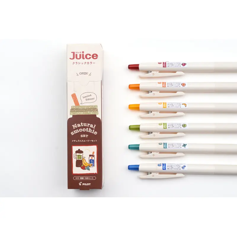 Pilot Juice Gel Pen - Classic Color Natural Smoothie Set - Set of 6 - Limited Edition