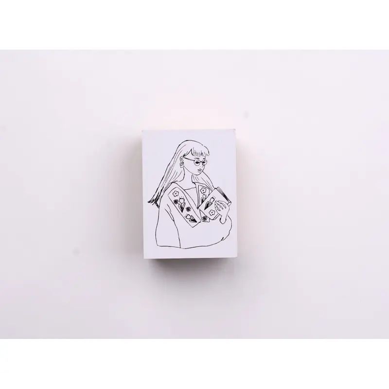 La Dolce Vita Rubber Stamp - Dark Blue Flower Season Girl