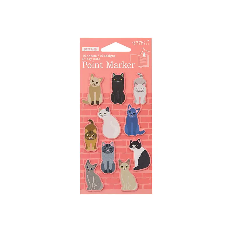 Midori Point Marker Sticky Notes - Cat