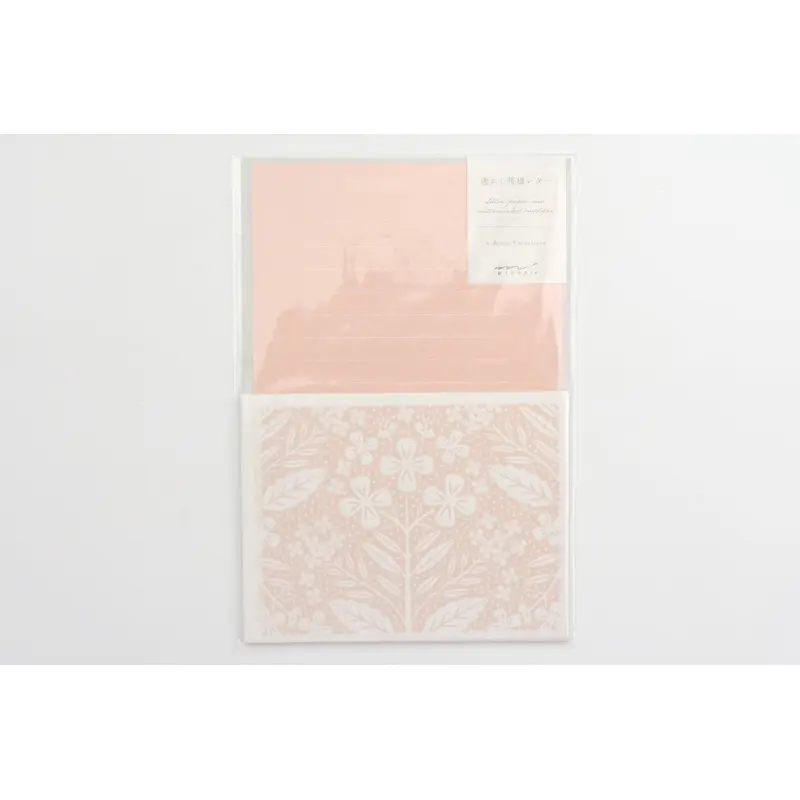 Midori Watermark Letter Set - Flower Pink