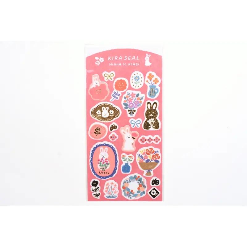 Furukawa Kira Seal Sticker - Flower and Rabbit