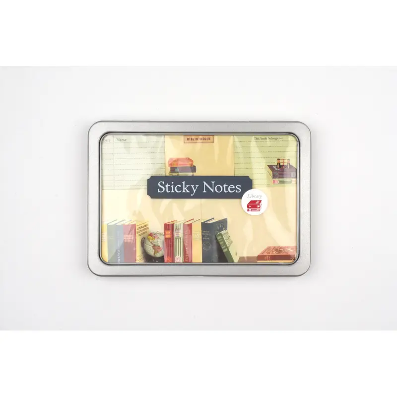 Cavallini - Sticky Notes Tin Set - Library Books