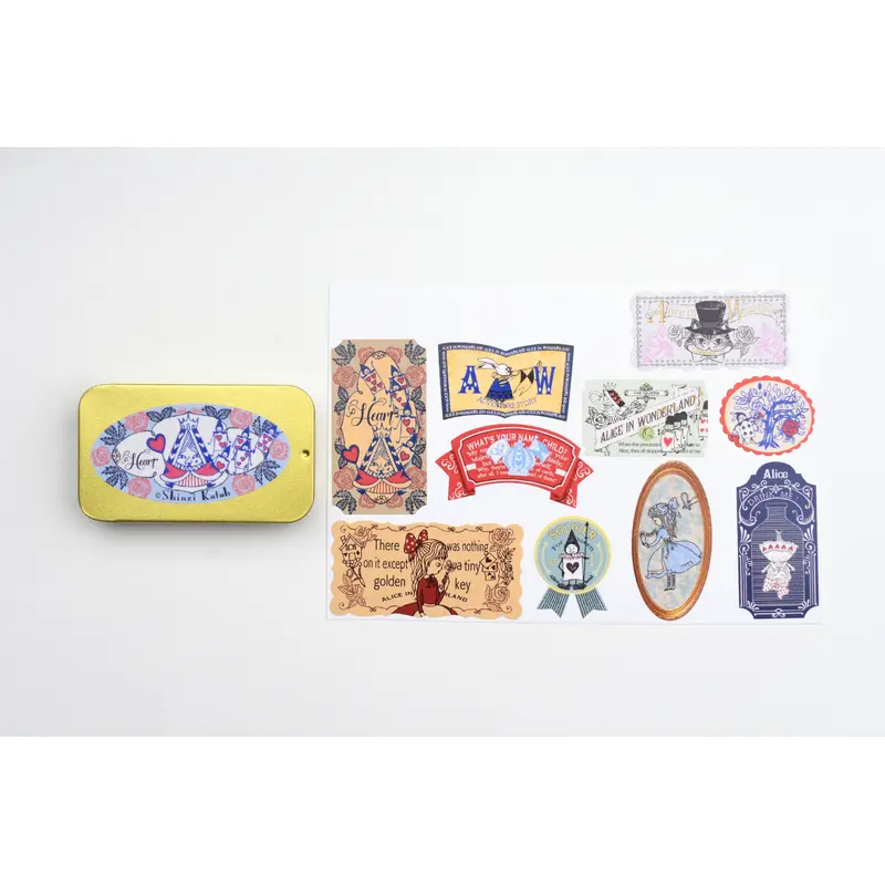 SEAL-DO Alice In Wonderland Flake Sticker With Tin Case - Rabbit And Alice