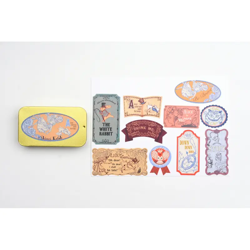 SEAL-DO Alice In Wonderland Flake Sticker With Tin Case - White Rabbit
