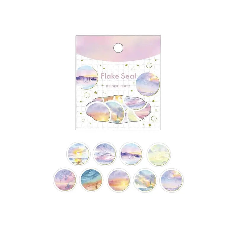 Papier Platz - Awa Flake Stickers - Round Dusk