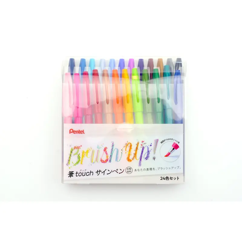 Pentel Touch Brush Sign Pen - Set of 24