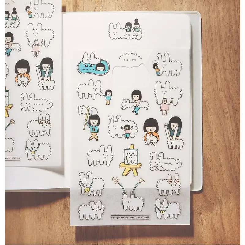 Yohand Studio Print-on Sticker Sheets - Fluffy Cloud Dog