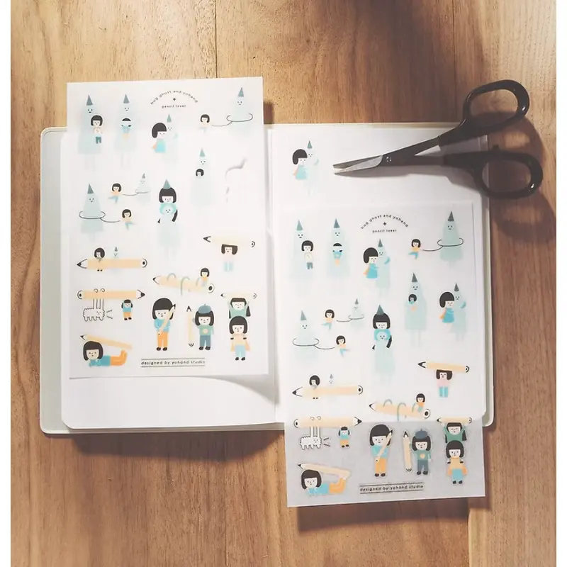 Yohand Studio Print-on Sticker Sheets - Hug Ghost & Pencil