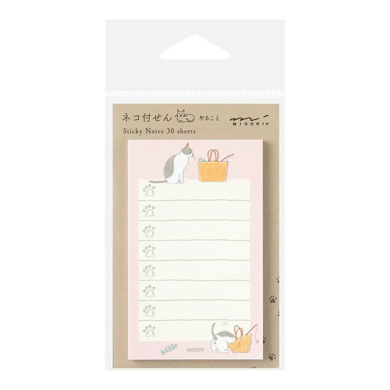 Midori To-do Sticky Notes - Cat - Pink