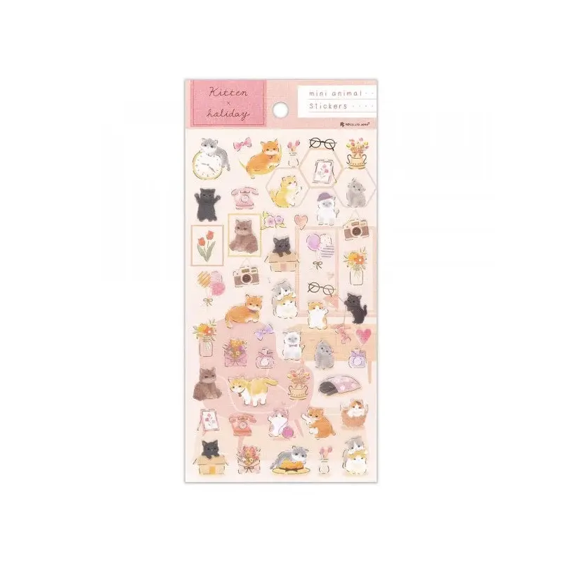 NB - Kitten x holiday Large Transparent Sticker Sheet - Chill Kitten