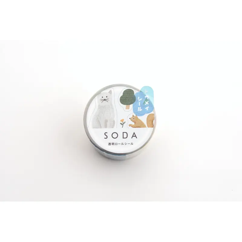 SODA Transparent Masking Tape - Assorted Stickers Roll - 30mm - Animals