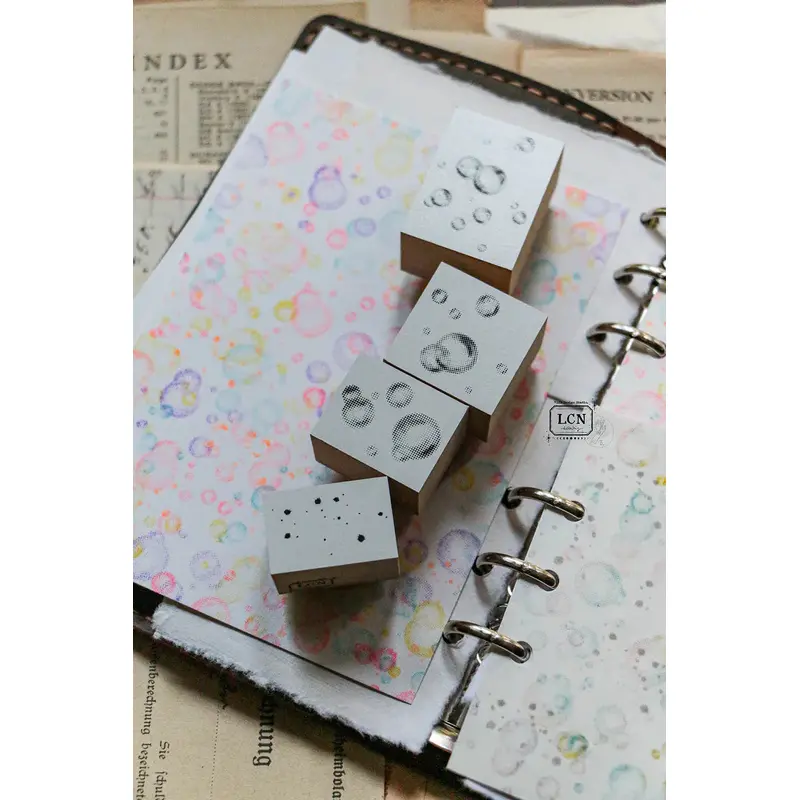 LCN Wooden Rubber Stamp Set - Bubbles