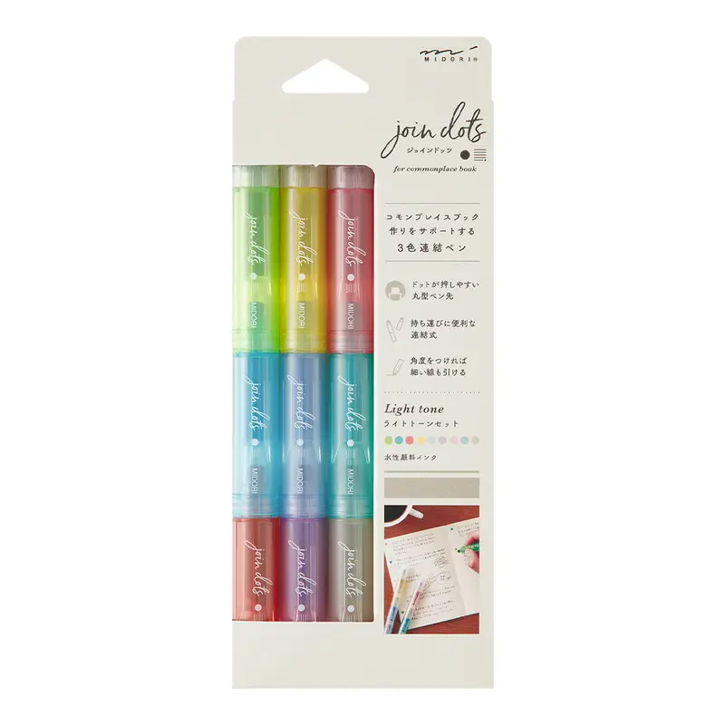 Midori Connecting Pen Join Dots - 3-Pack Right Tone