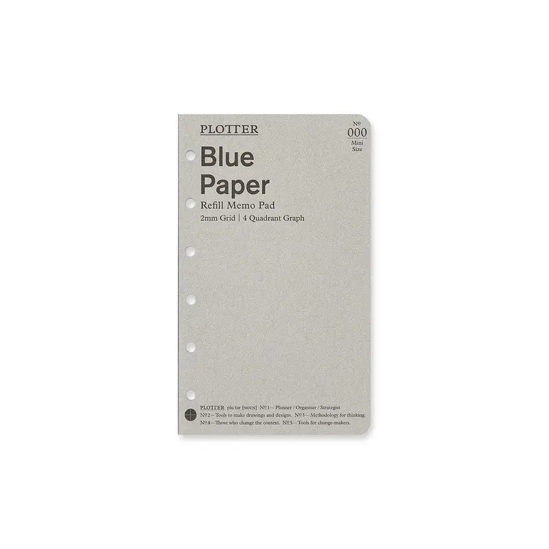 PLOTTER Refill Memo Pad - 2mm Grid Quadrant Blue Paper - Mini Size - US Exclusive