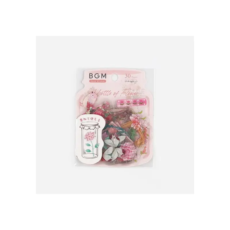BGM Flake Sticker - Blooming Bottle - Pink