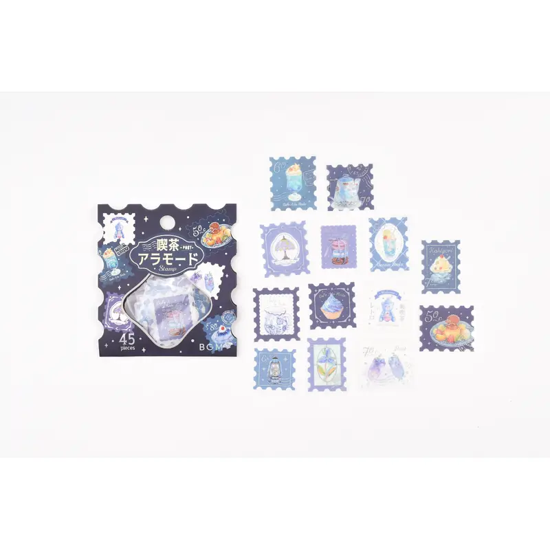 BGM Flake Sticker - Foil Stamping - Cafe A La Mode - Post Office - Blue