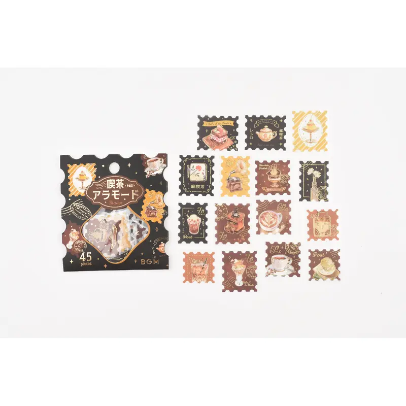 BGM Flake Sticker - Foil Stamping - Cafe A La Mode - Post Office - Brown