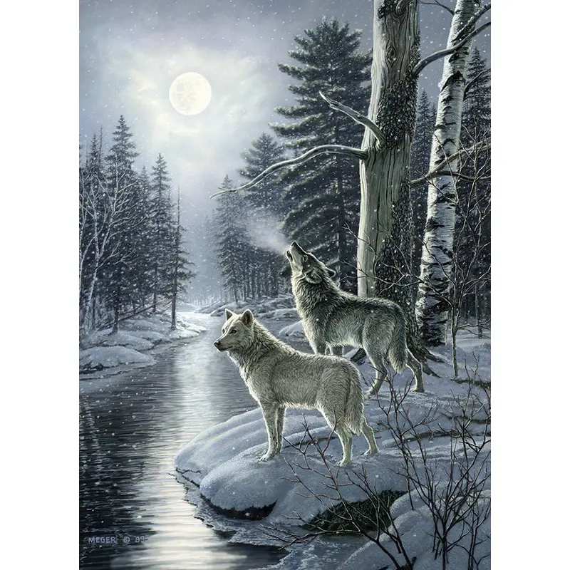 WOLVES BY MOONLIGHT 1000 PIECE COBBLE HILL PUZZLE - MEGER. JAMES A.
