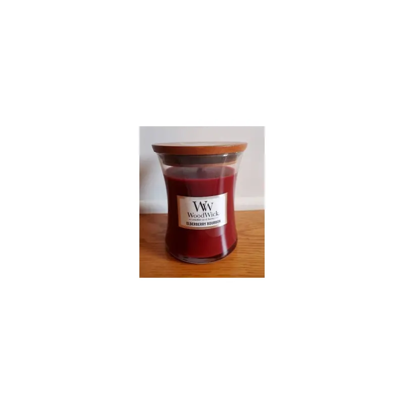 WOODWICK MEDIUM HOURGLASS CRACKLE CANDLE 9.7oz - ELDERBERRY BOURBON
