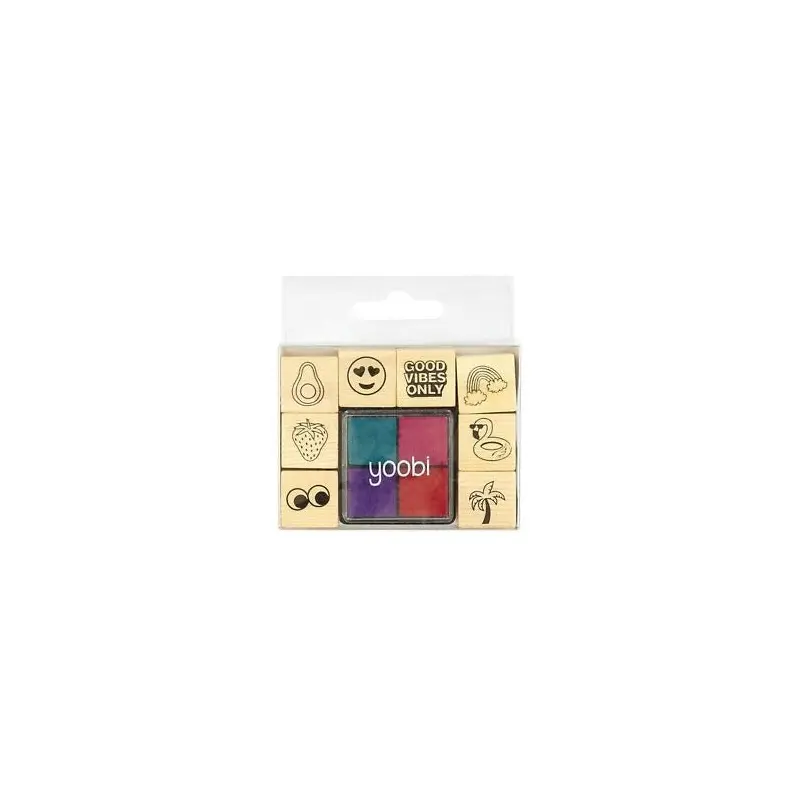 Yoobi Stamp Set, 8 stamps 4 ink colors, good vibes only 12pk