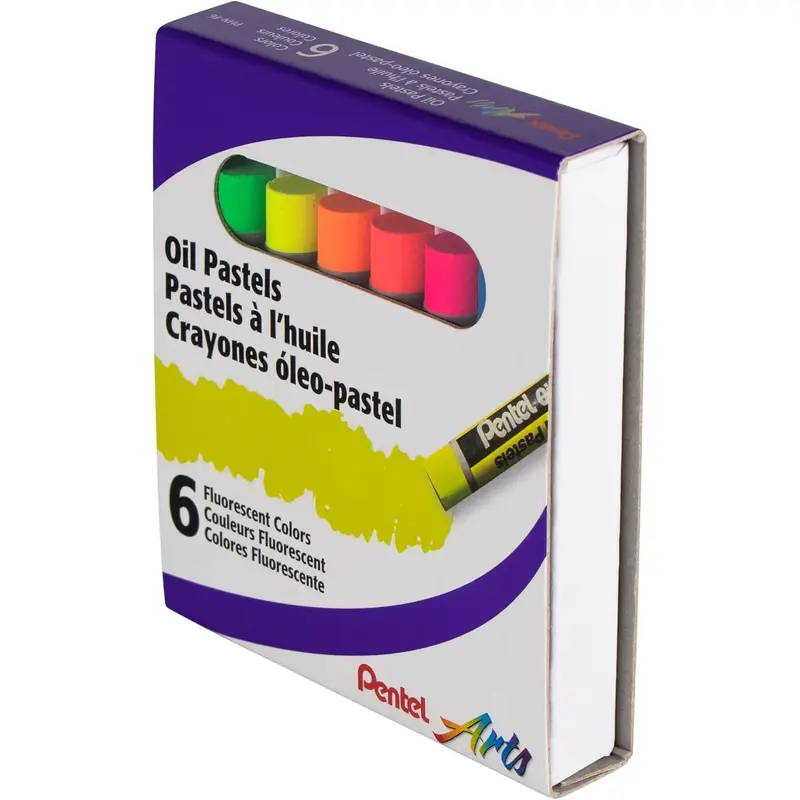 PENTEL ARTS FLUORESCENT OIL PASTELS - 6 COLORS