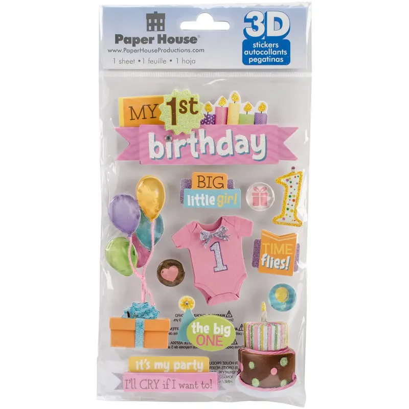 1St Birthday 3D Stickers