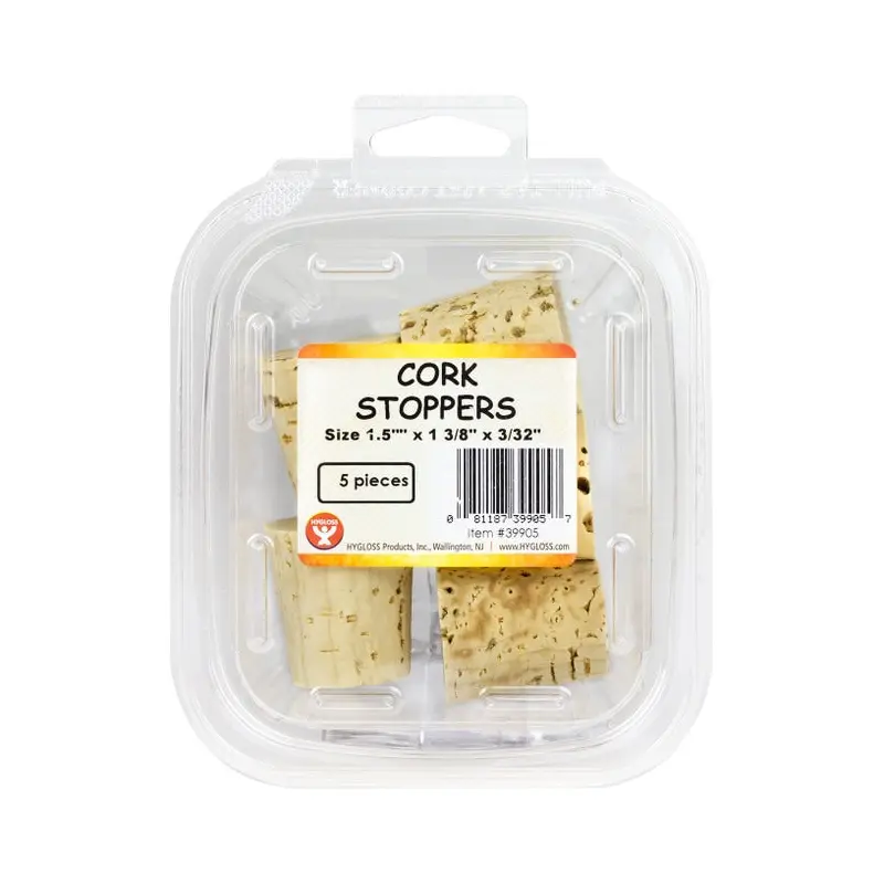 2 PACK HYGLOSS CORK STOPPERS 1.5"X1-3/8"X3/32" 5/PKG