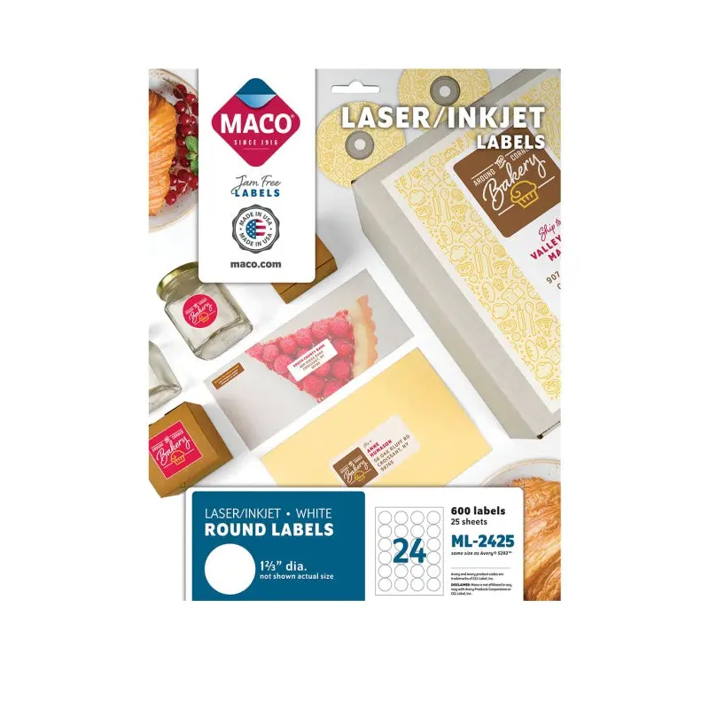 1.66" Round White Labels