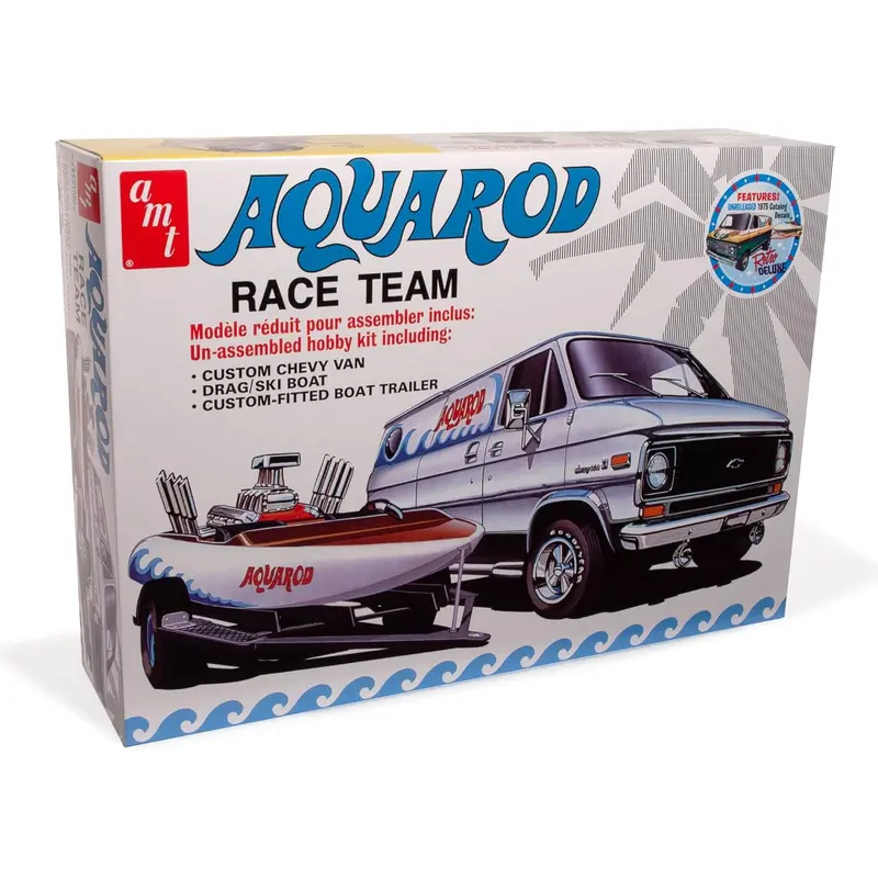 1/25 AQUAROD 75 CHEVY VAN RACE BOAT WITH TRAILER BY AMT