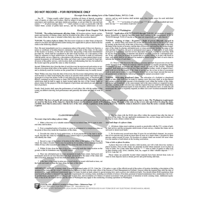 **250 Notice Of Location